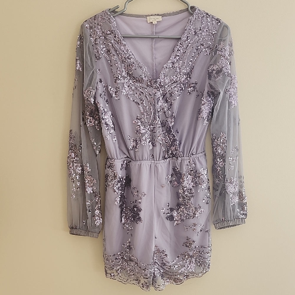 Tea n Cup Lavender Sequin Romper